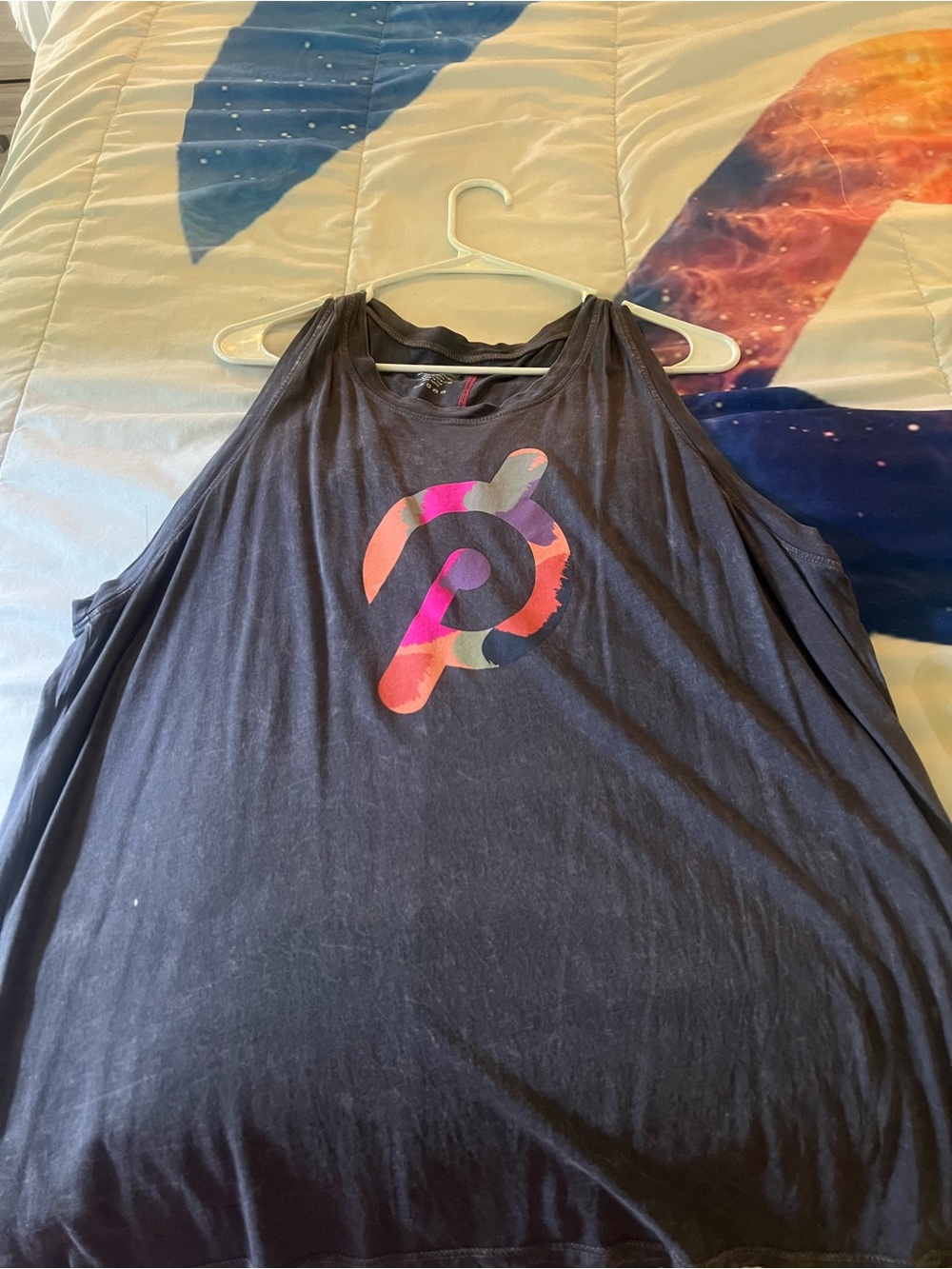 Peloton Heather Gray Tank Top with Multicolor Logo
